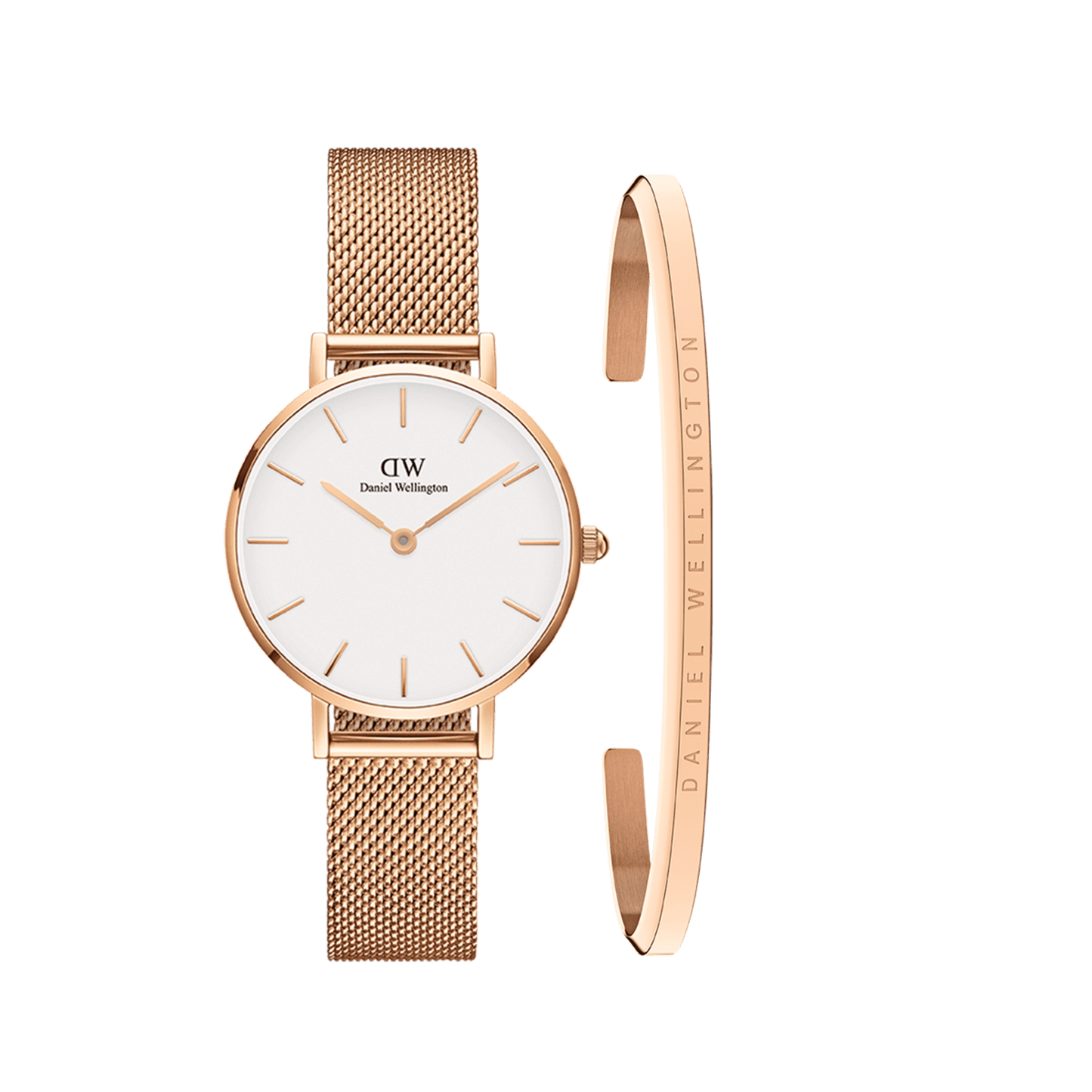 Classic Bracelet Rose Gold +
Petite Melrose Eggshell White Rose Gold