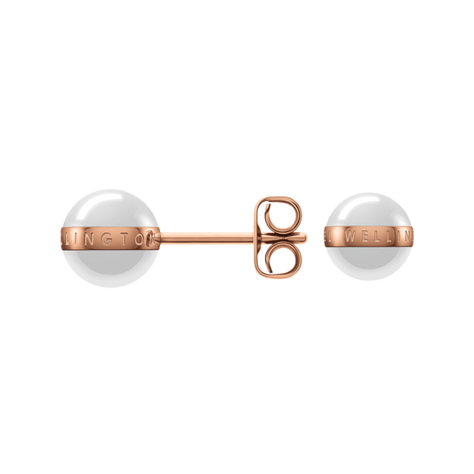 Aspiration Earrings Rose Gold Satin White