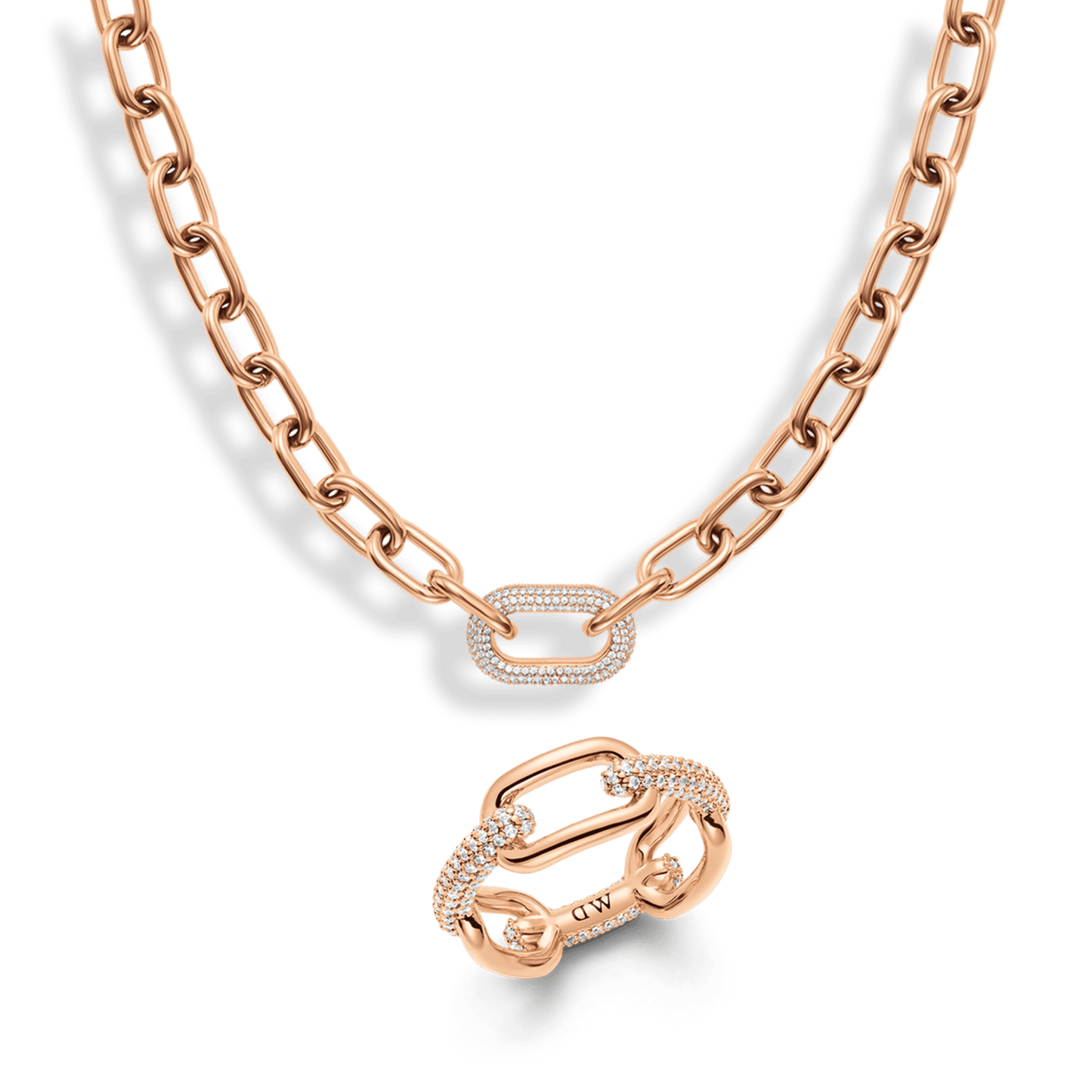 Crystal Link Ring, Necklace & Bracelet Rose Gold