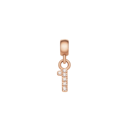 Crystal Number Charm Rose Gold