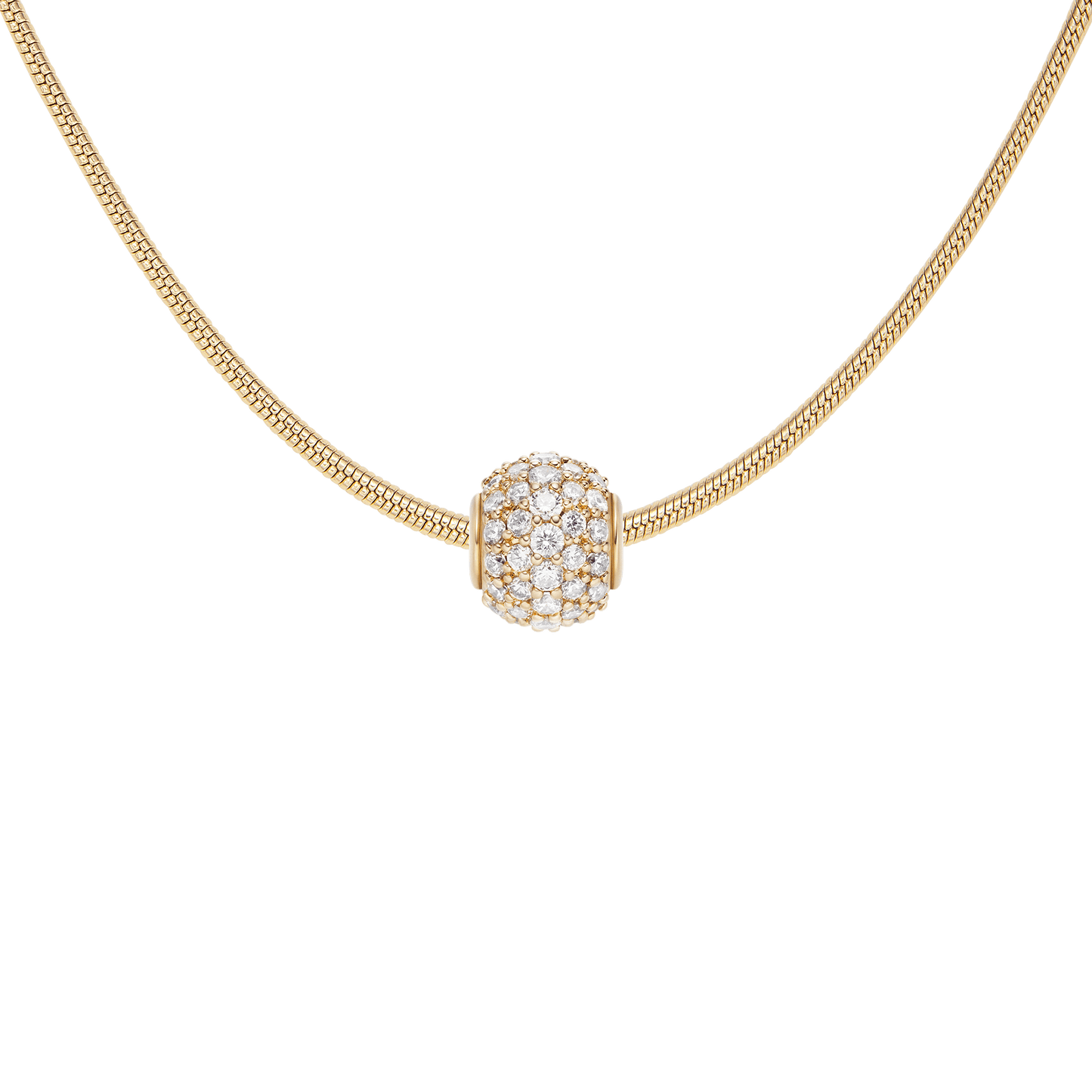 Pavé Orb White Crystal Charm Gold