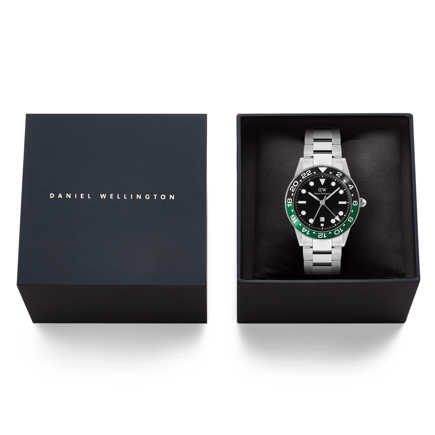 Iconic GMT Link Black Green Ceramic Bezel Silver