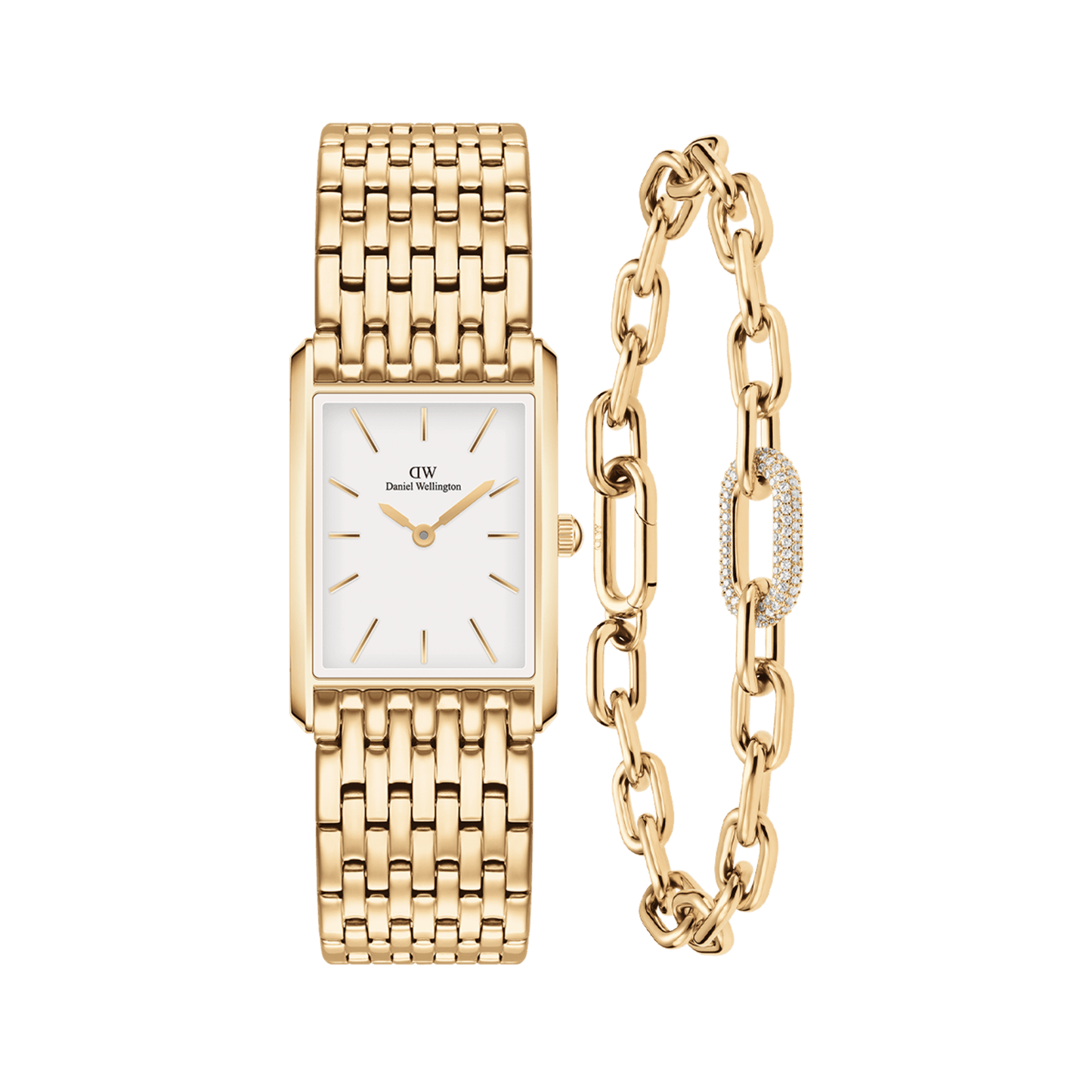 Bound 9 Link & Crystal Link Bracelet Gold