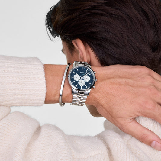 Iconic Chronograph Arch 5-Link Arctic Panda Silver