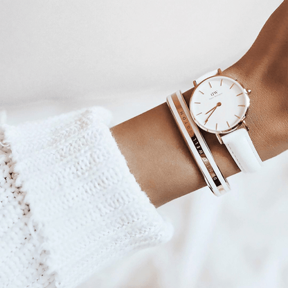 Emalie Bracelet Satin White Rose Gold