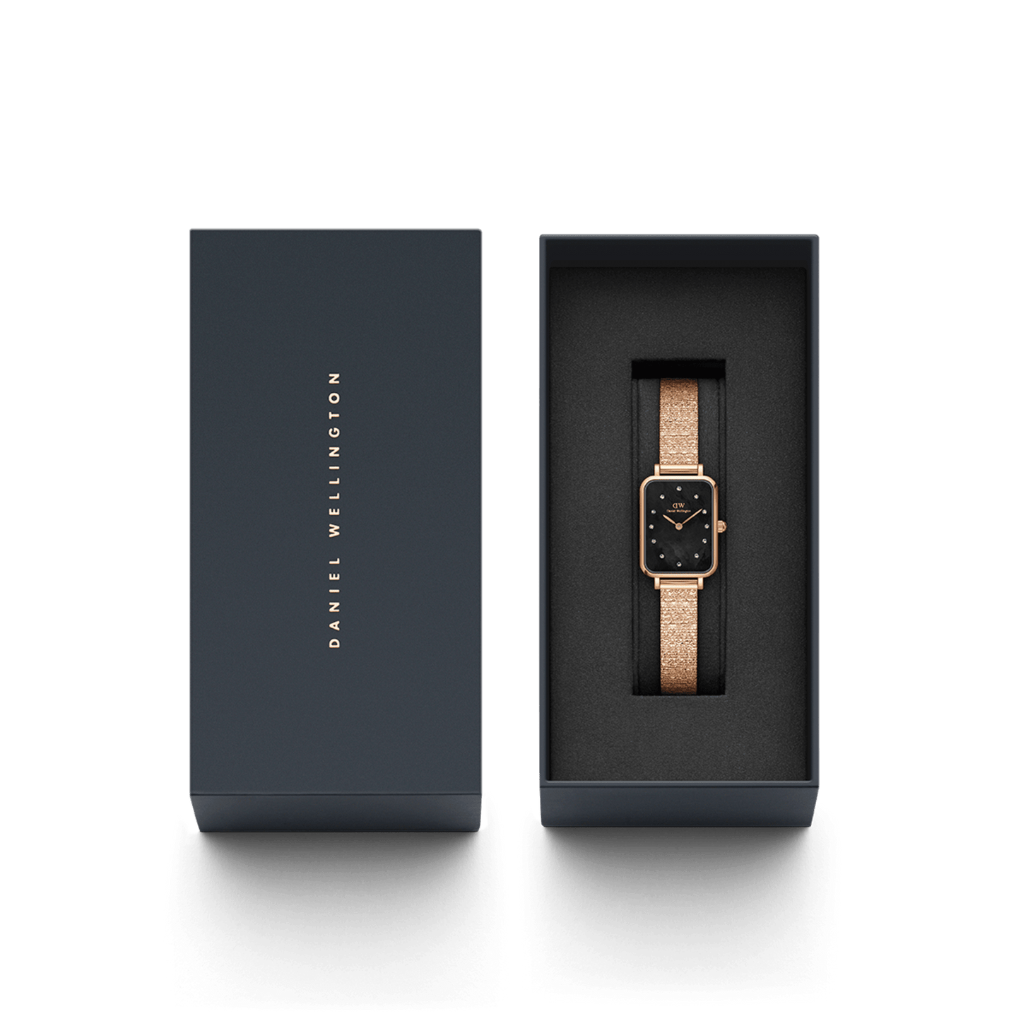 Quadro Lumine Pressed Piano Black MoP Rose Gold