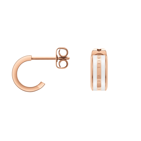Emalie Earrings Rose Gold Satin White