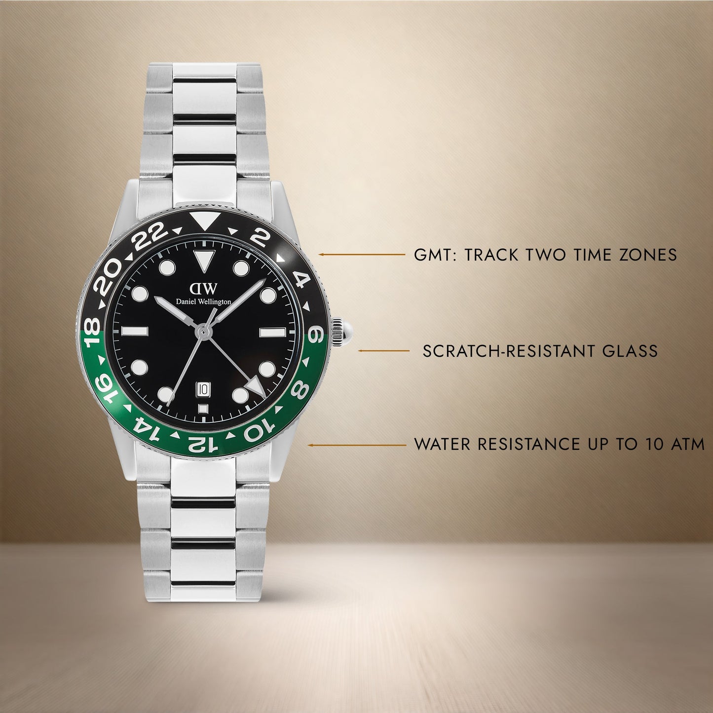 Iconic GMT Link Black Green Ceramic Bezel Silver