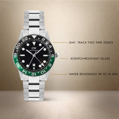 Iconic GMT Link Black Green Ceramic Bezel Silver