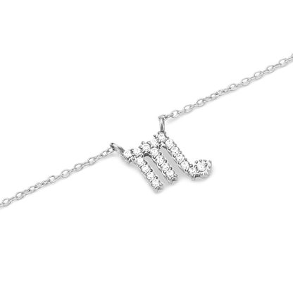 Crystal Zodiac Chain Necklace Silver