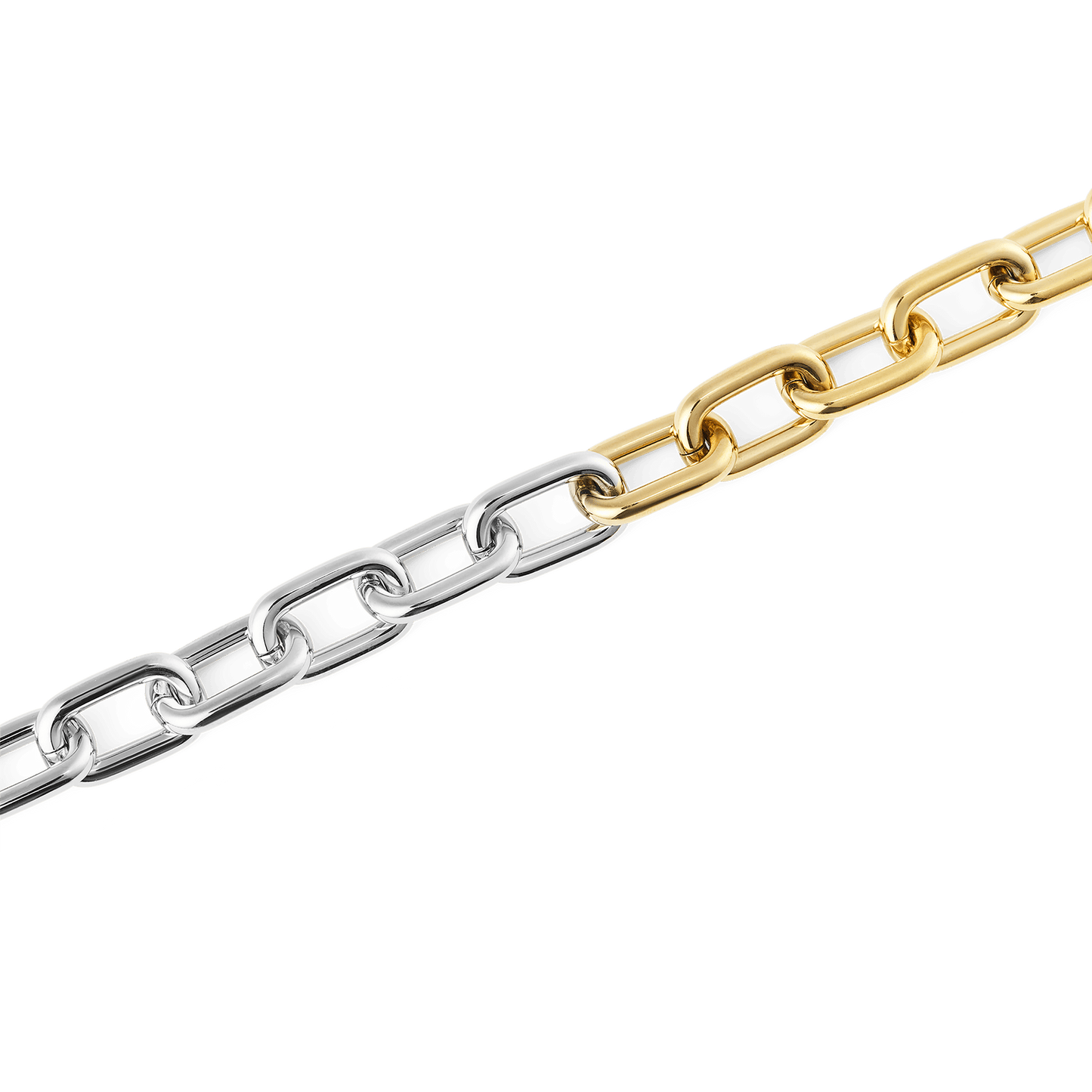 Contrast Link Necklace Two Tone Gold