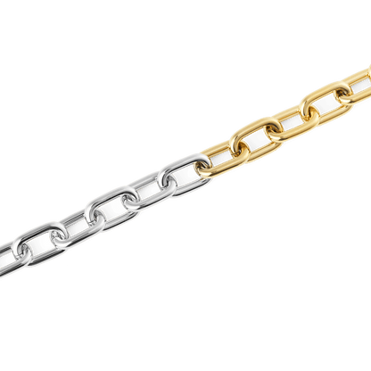 Contrast Link Necklace Two Tone Gold
