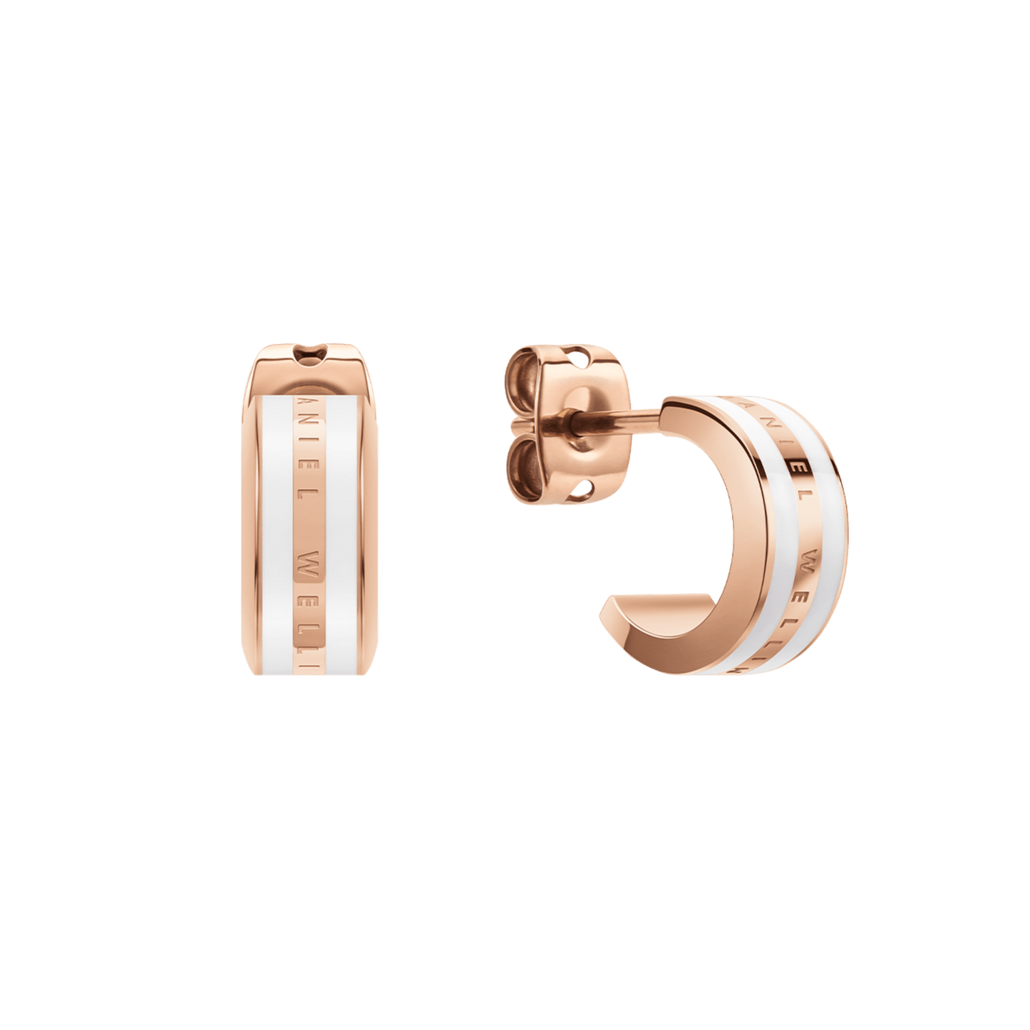 Emalie Earrings Rose Gold Satin White