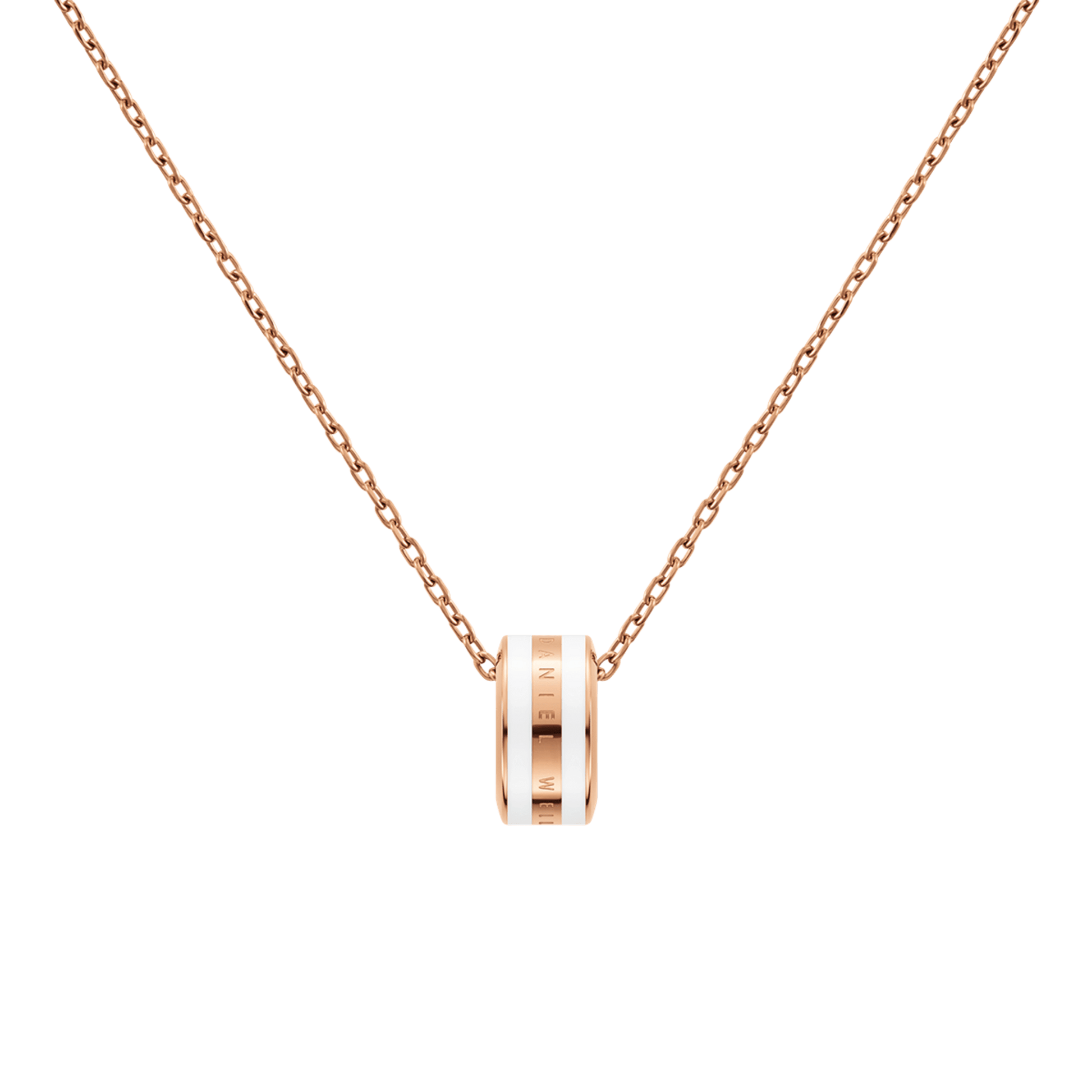 Emalie Necklace Rose Gold Satin White