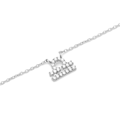 Crystal Zodiac Chain Necklace Silver