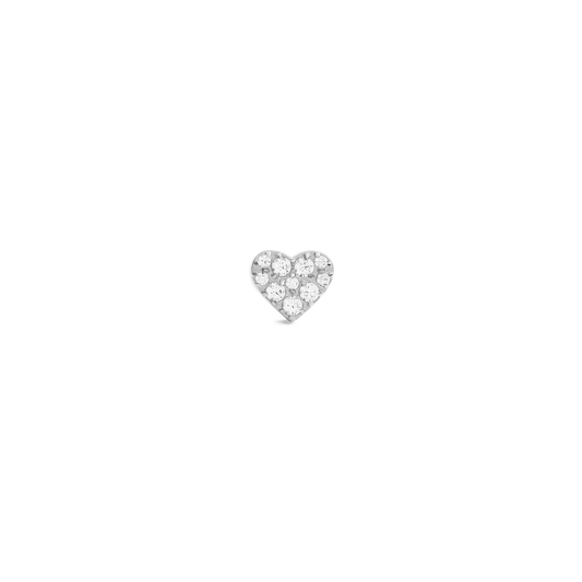 Crystal Heart Stud Silver