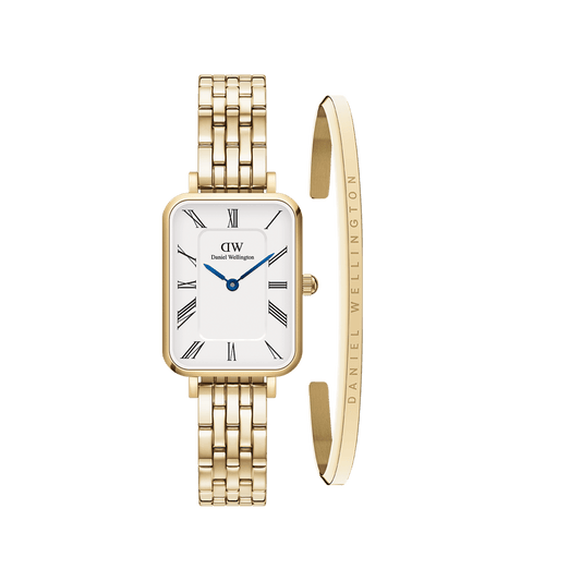 Quadro Roman Numerals 5-Link & Classic Bracelet Gold