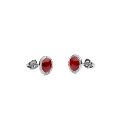 Audrey Earrings  Red Agathe Silver
