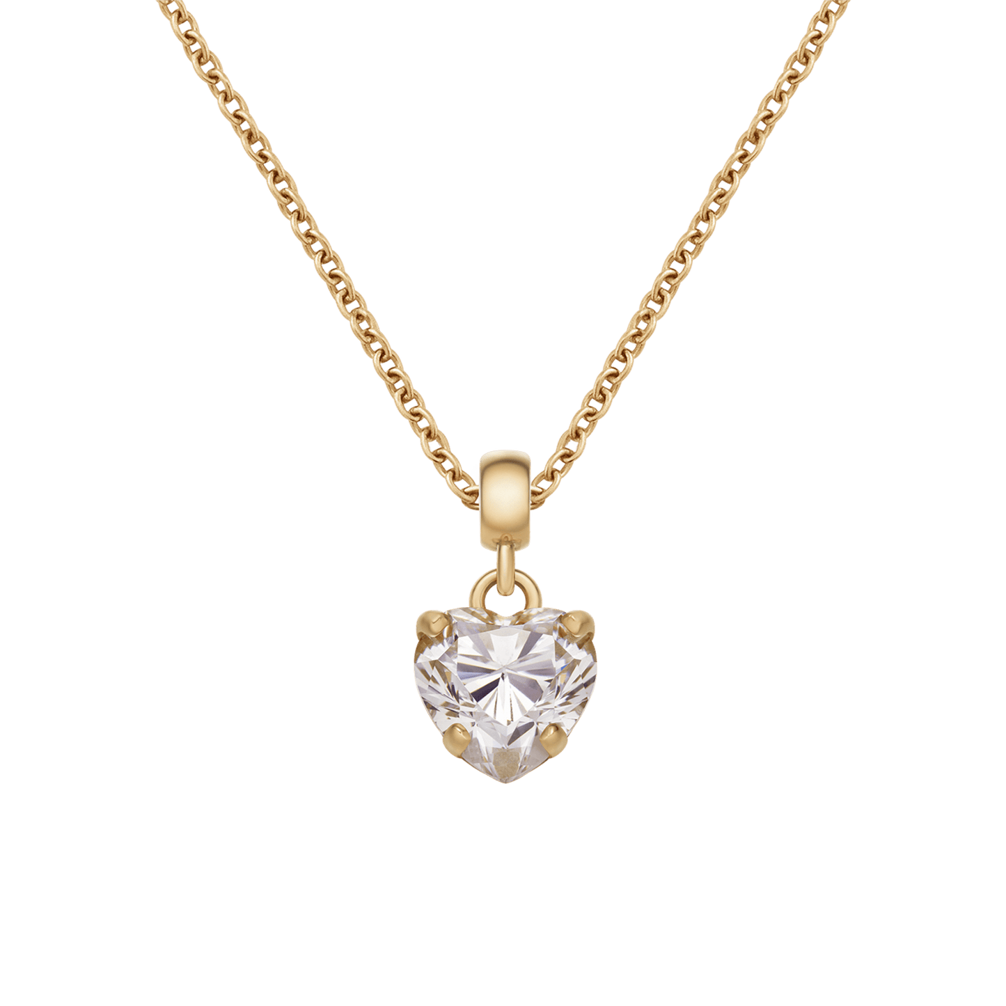 Heart Crystal White Gold Charm + Chain Necklace G