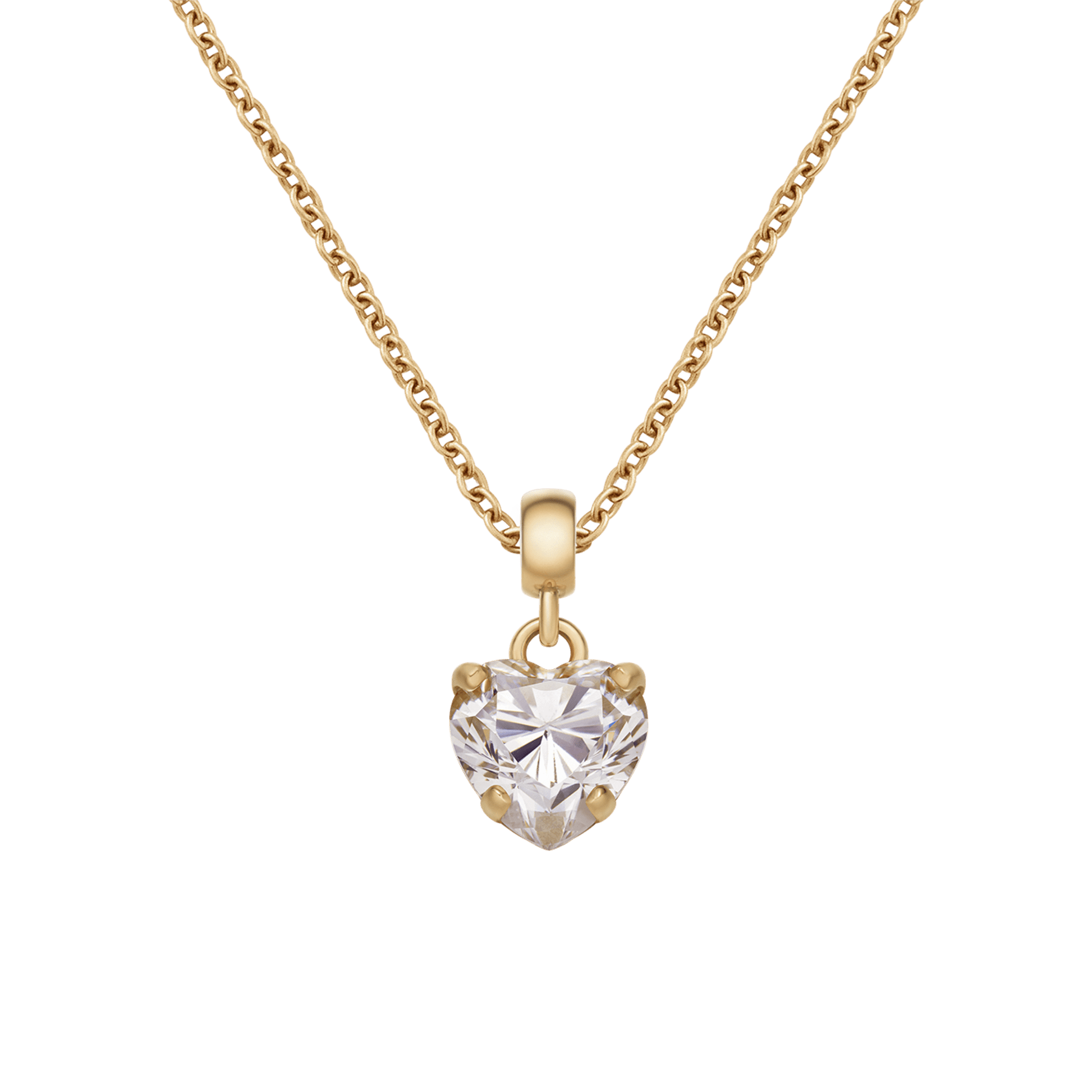 Heart Crystal White Gold Charm + Chain Necklace G