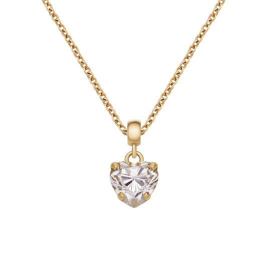 Heart Crystal White Gold Charm + Chain Necklace G