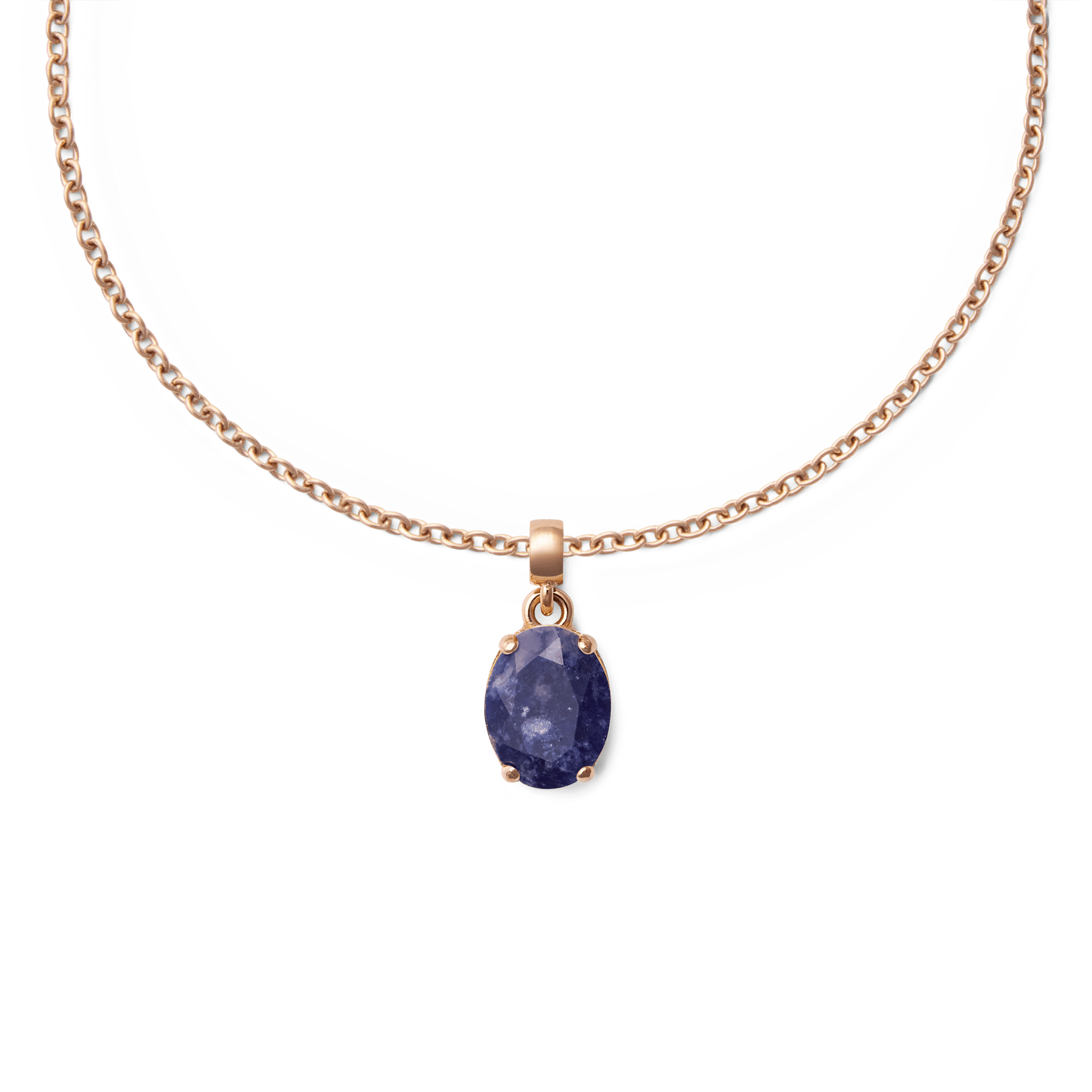 Blue Spot Oval Rose Gold Charm