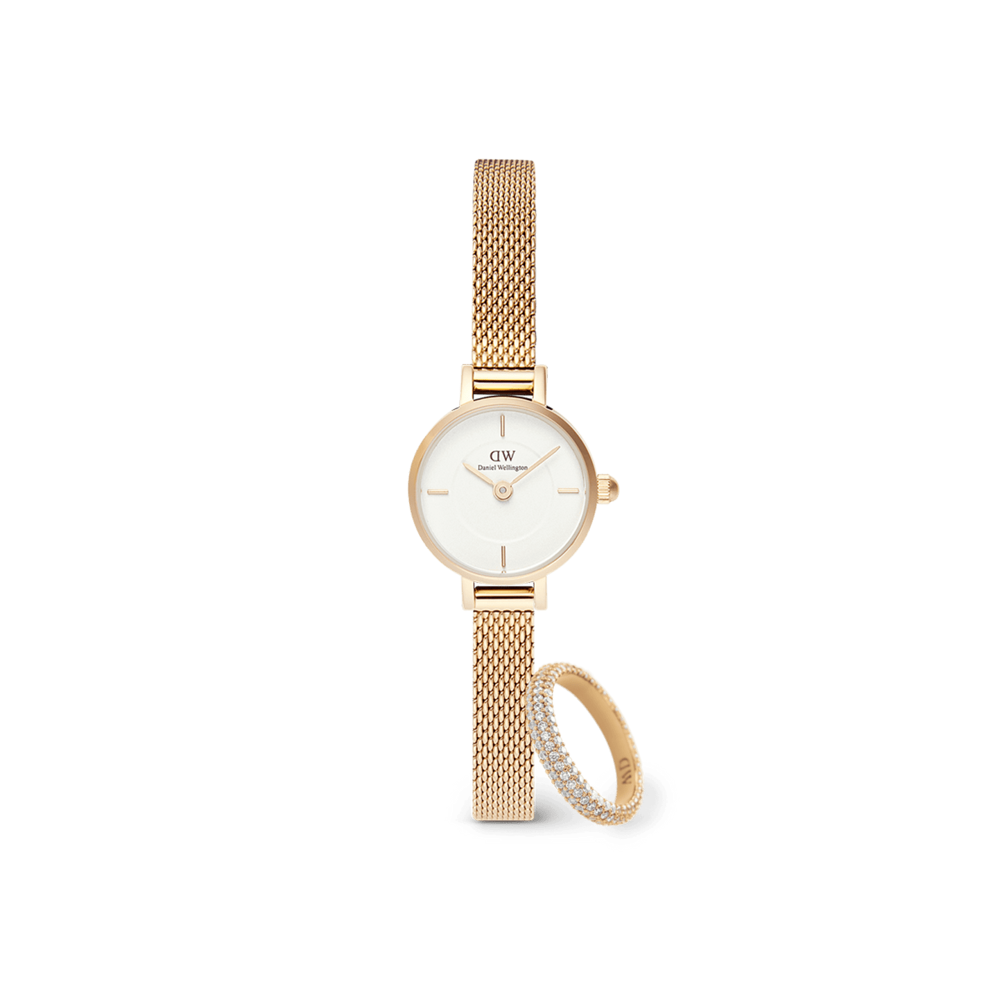 Petite Mini & Pave Crystal Ring Gold Set