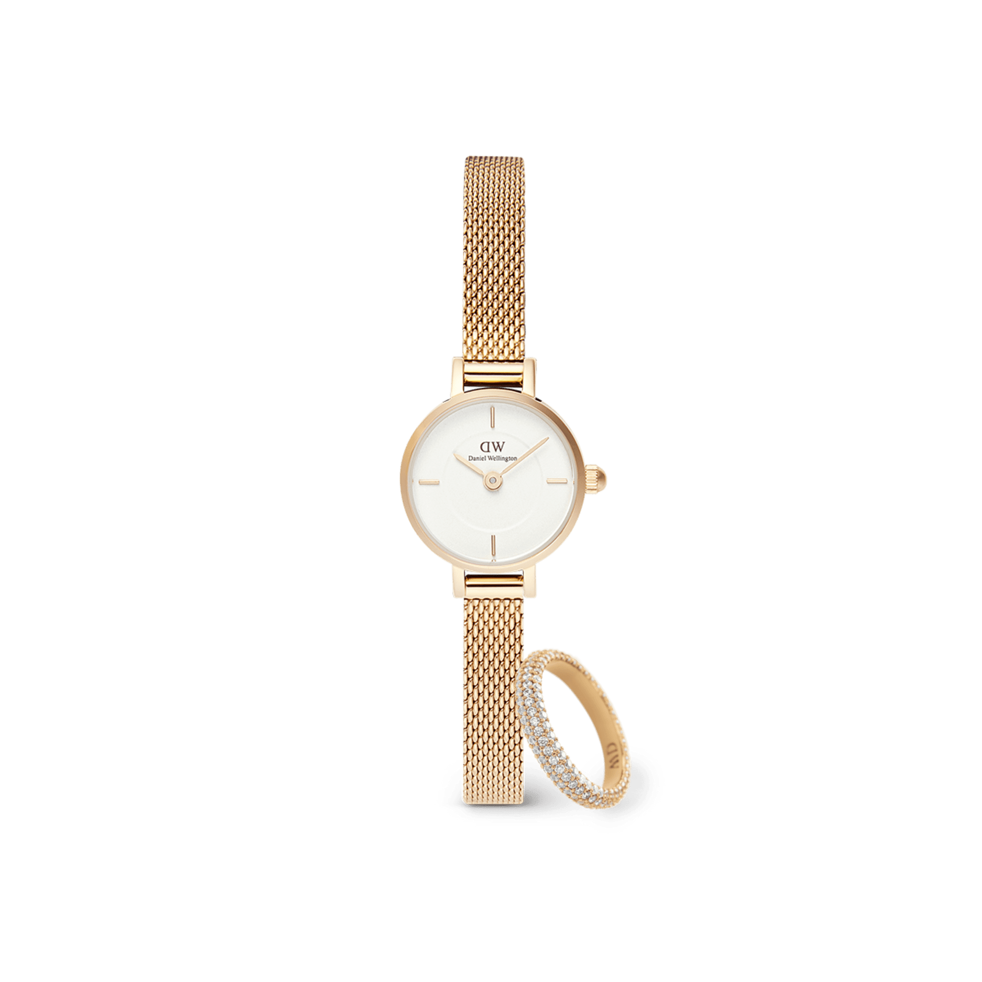 Petite Mini & Pave Crystal Ring Gold Set