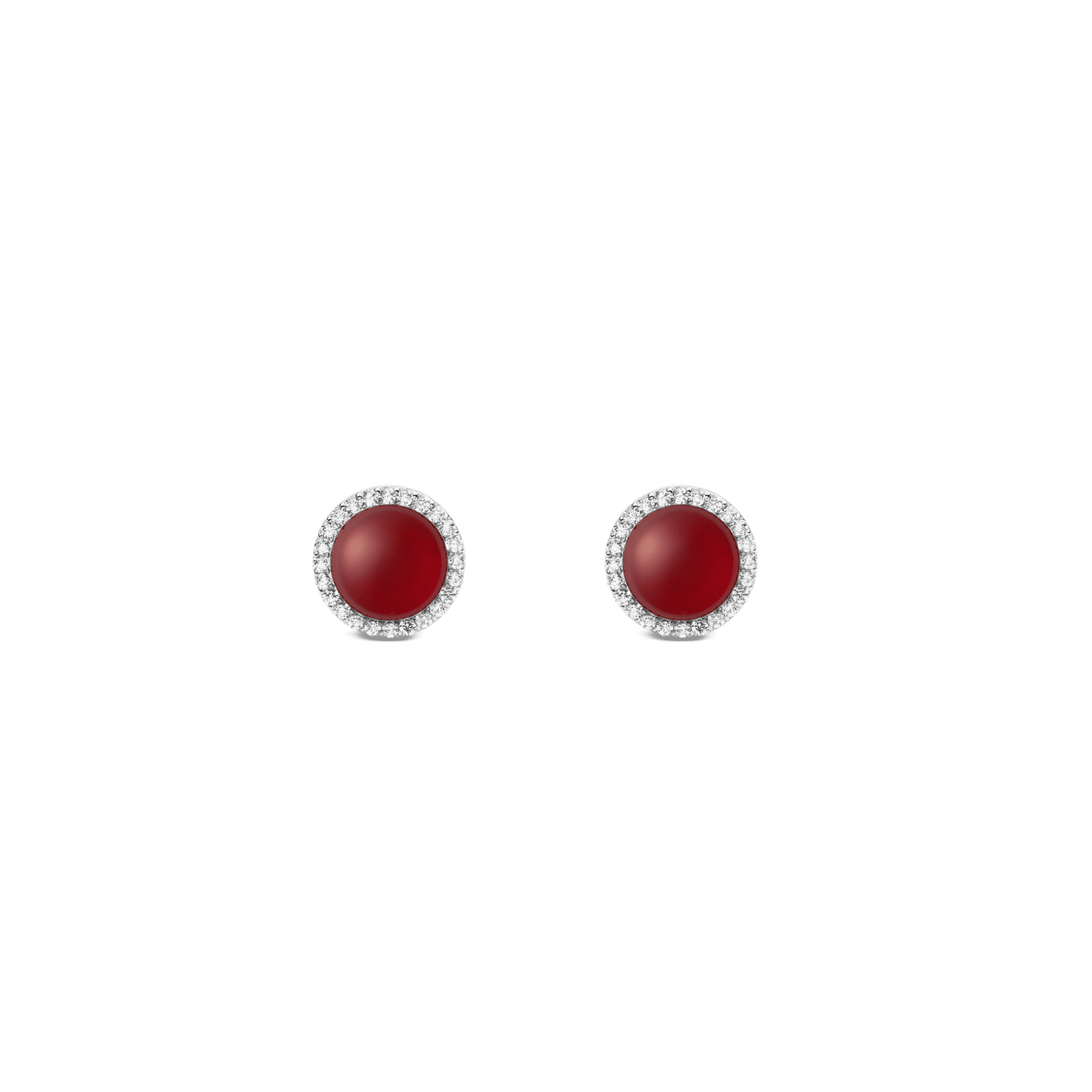 Audrey Earrings  Red Agathe Silver