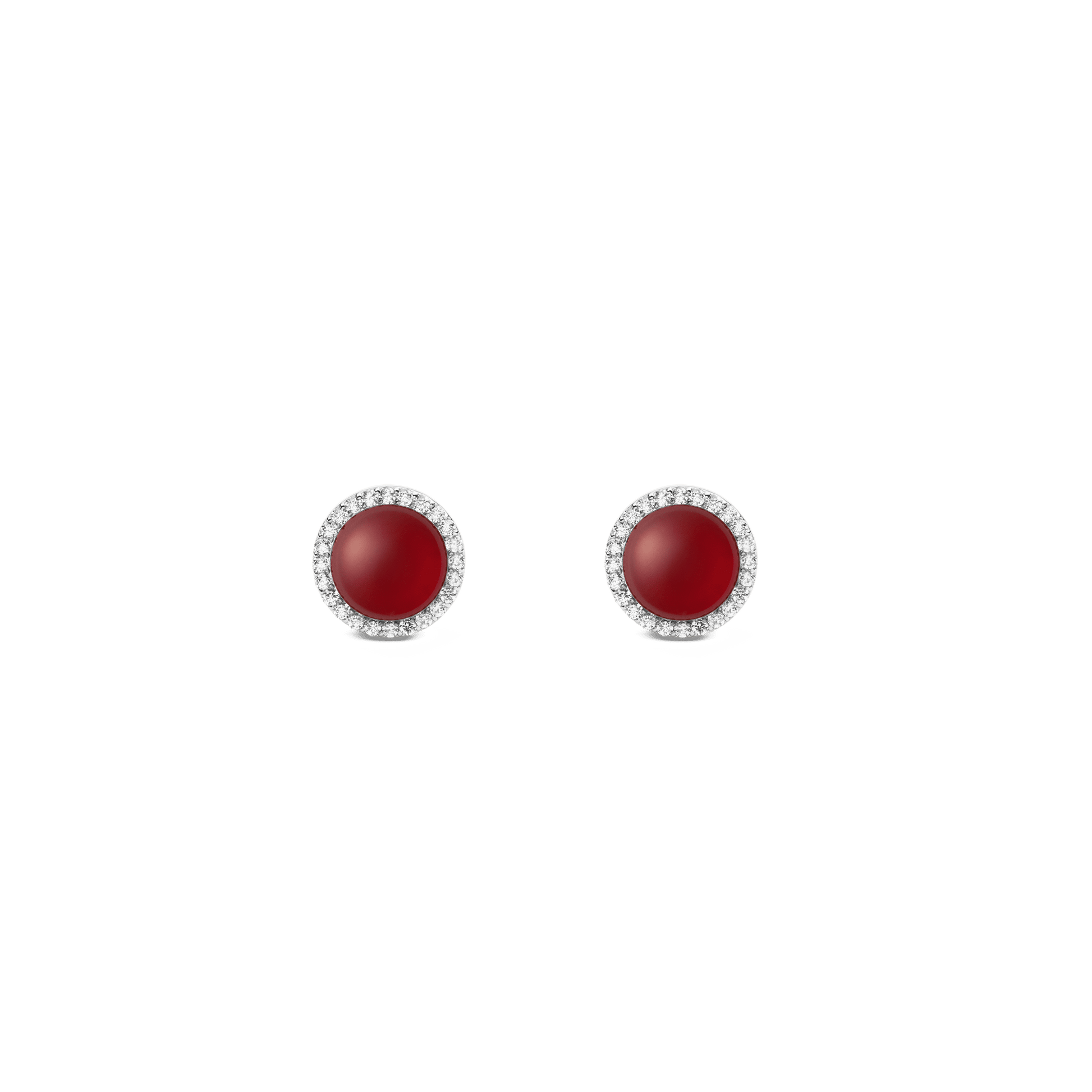 Audrey Earrings  Red Agathe Silver