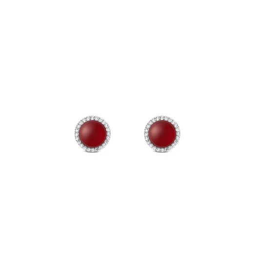 Audrey Earrings  Red Agathe Silver