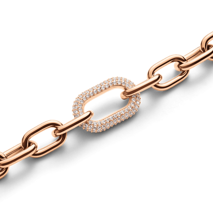Bound Black Crocodile & Crystal Link Bracelet Rose Gold