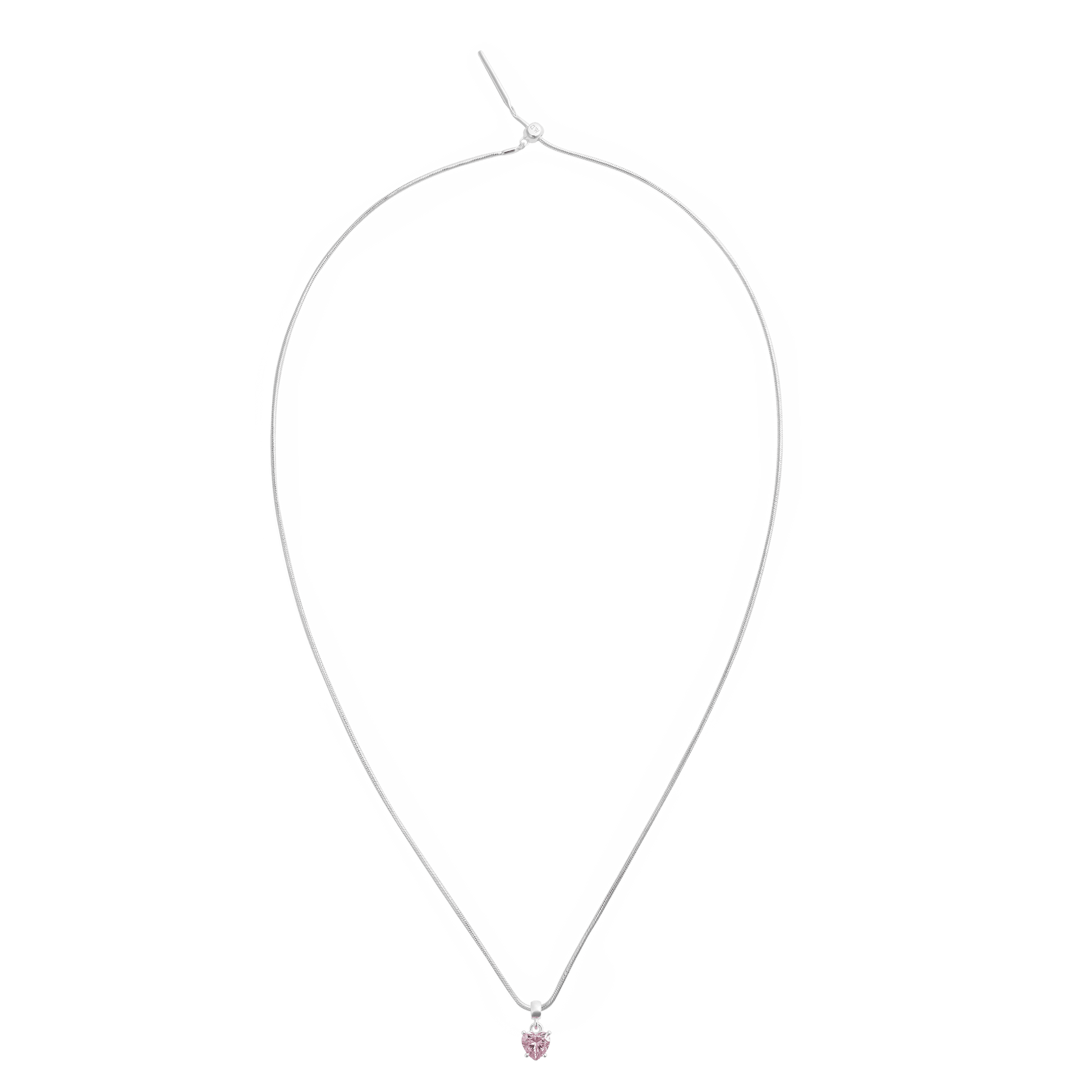 Charm Heart Crystal Pink Silver