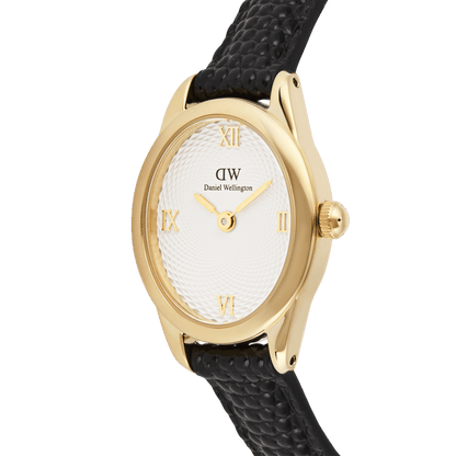 Ophelia Mini Black Lizard White Guilloché Gold