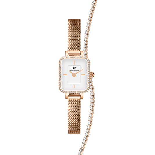 Quadro Mini Lumine Bezel + Tennis Bracelet Rose Gold