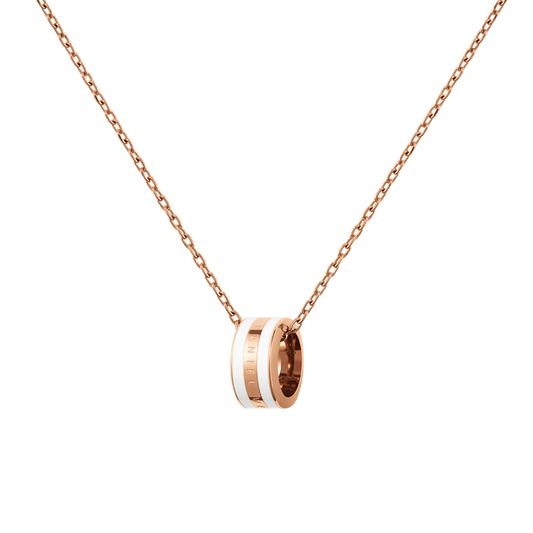 Emalie Necklace Rose Gold Satin White