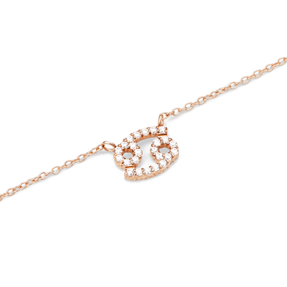 Crystal Zodiac Chain Necklace Rose Gold