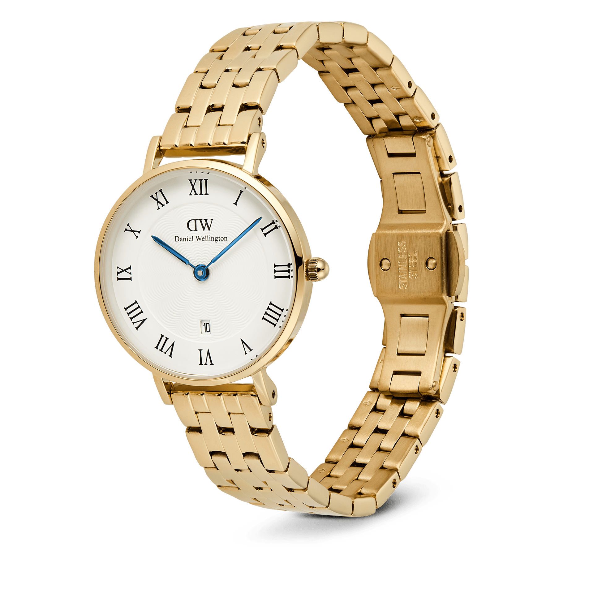 Petite Roman Numerals Date 5-link Gold