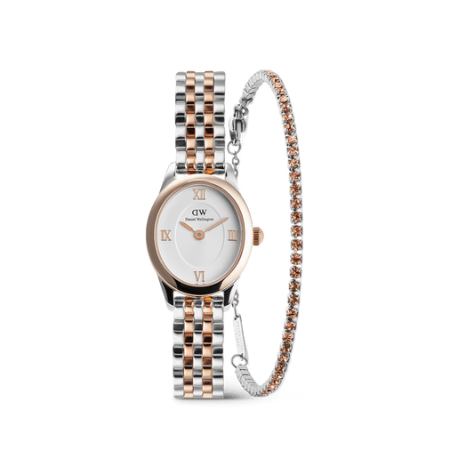Ophelia Mini & Tennis Bracelet Apricot Silver Set