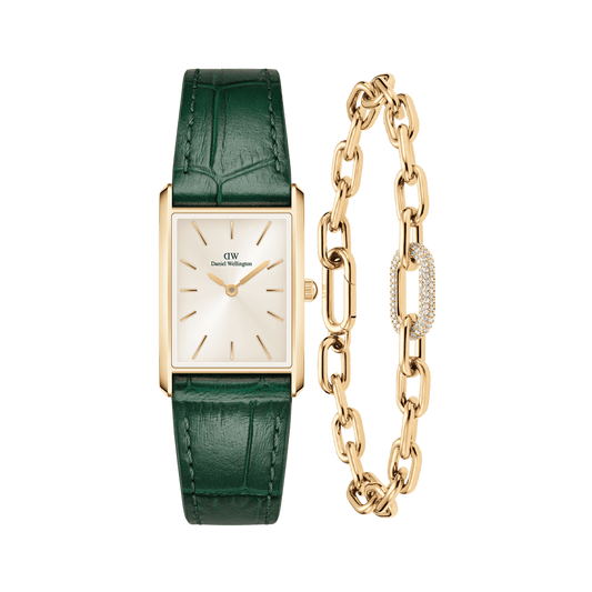 Bound Crocodile Champagne Sunray & Crystal Link Bracelet Gold