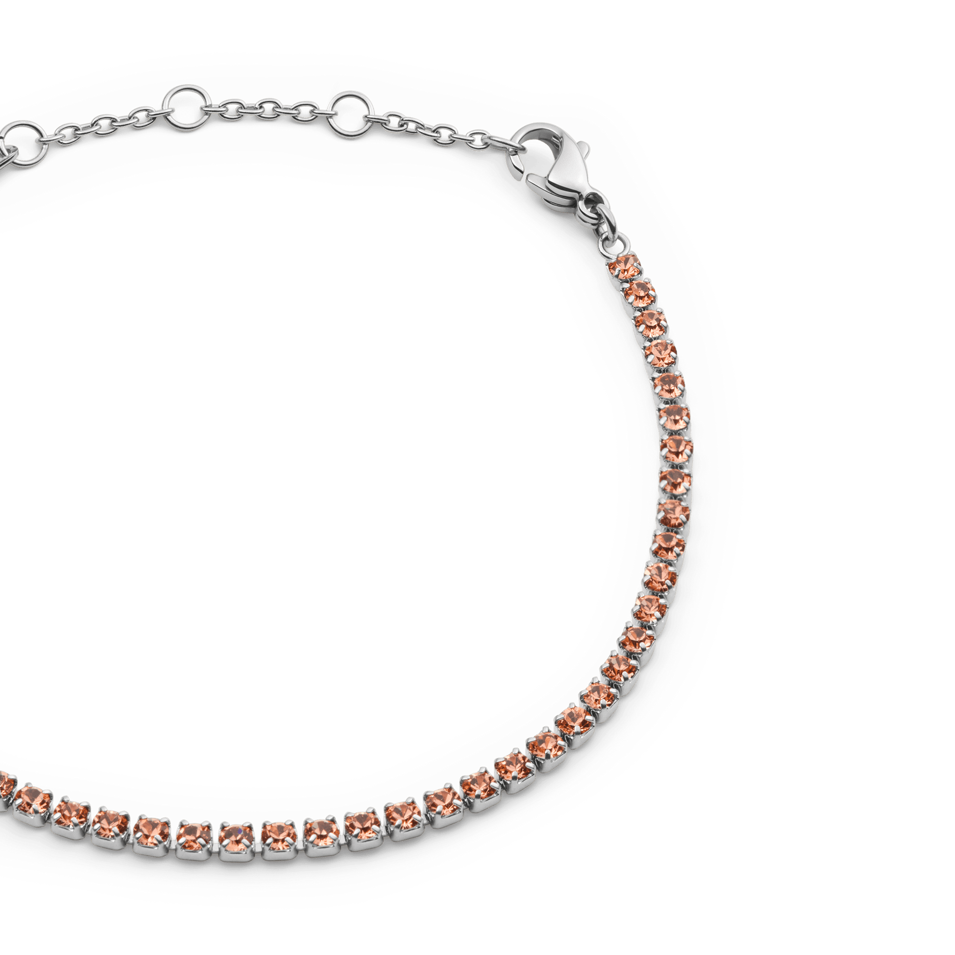Classic Tennis Bracelet Apricot Silver