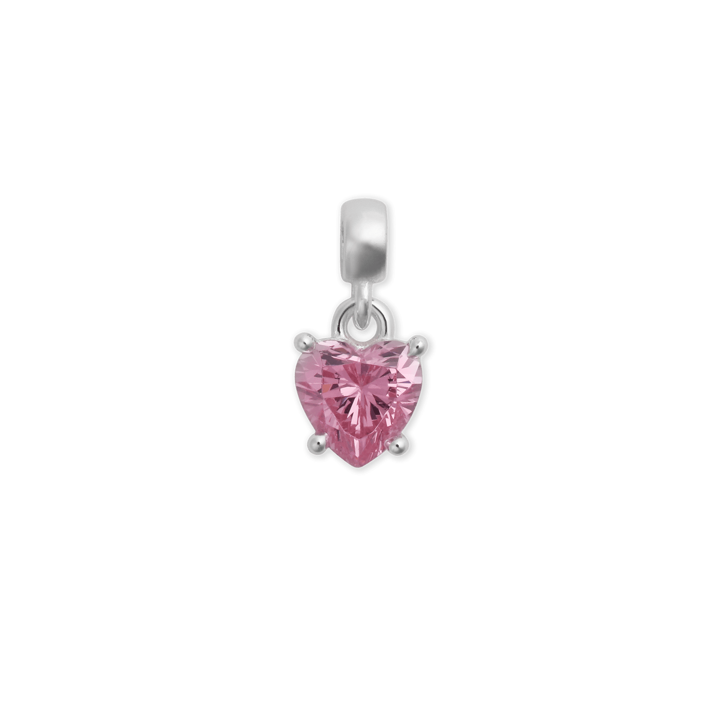 Charm Heart Crystal Pink Silver