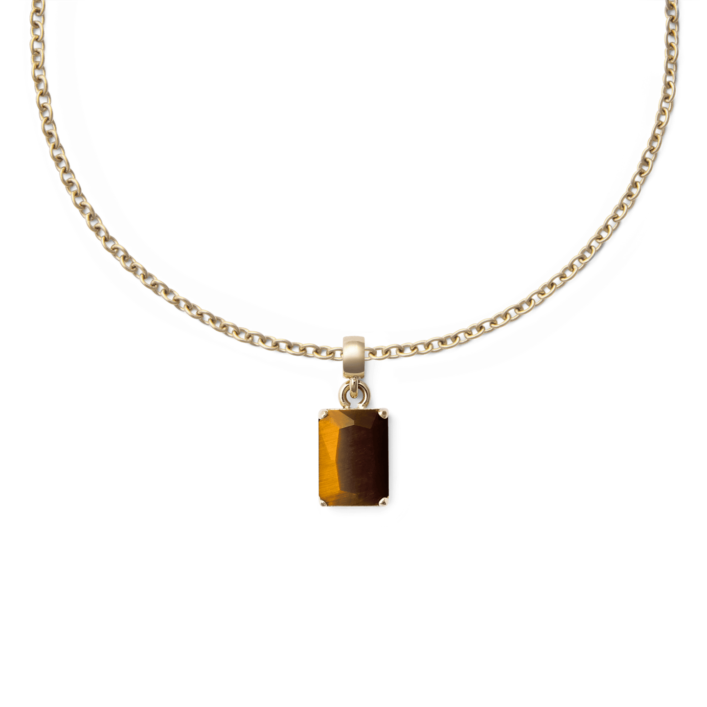 Tiger eye Octagon Gold Charm