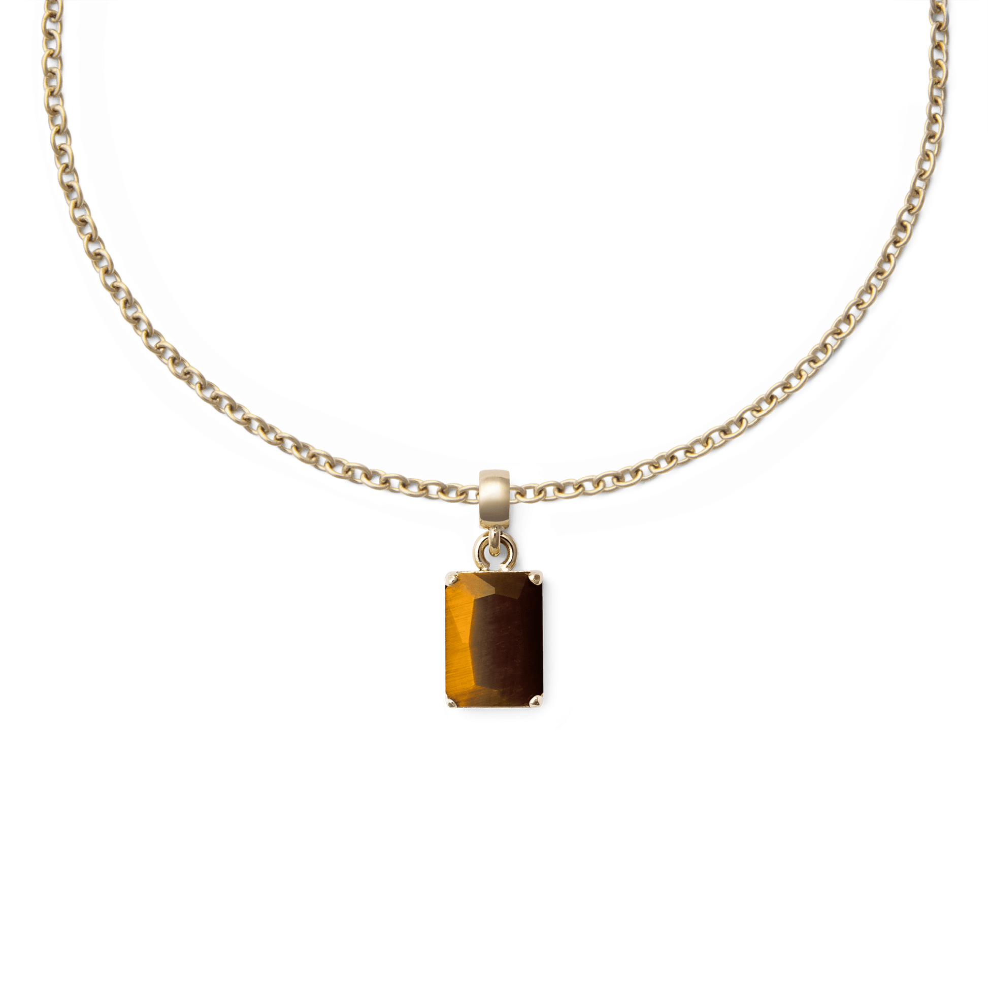 Tiger eye Octagon Gold Charm