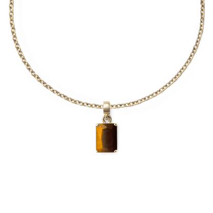 Tiger eye Octagon Gold Charm
