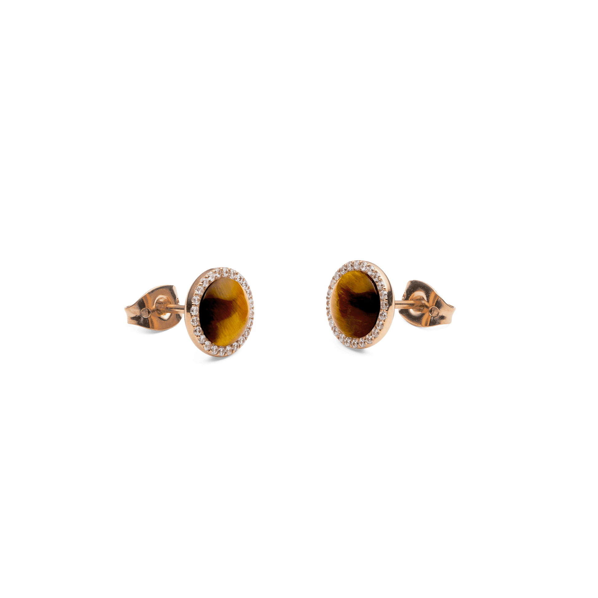 Audrey Earrings Tiger Eye Rose Gold