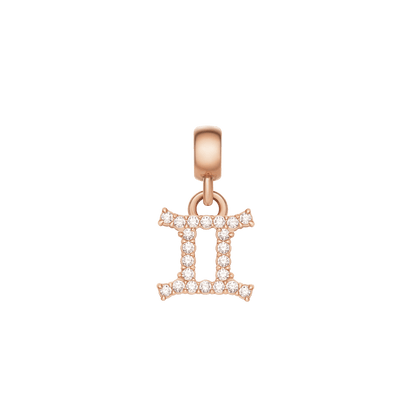 Crystal Zodiac Charm Rose Gold