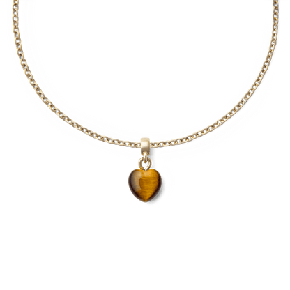 Tiger eye Heart Gold Charm