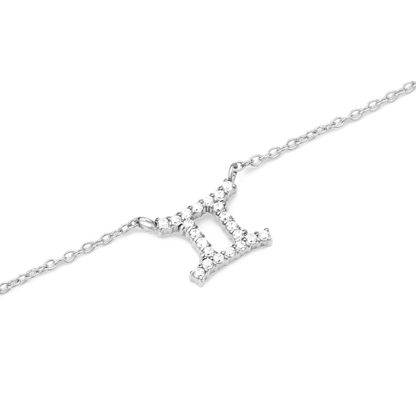 Crystal Zodiac Chain Necklace Silver