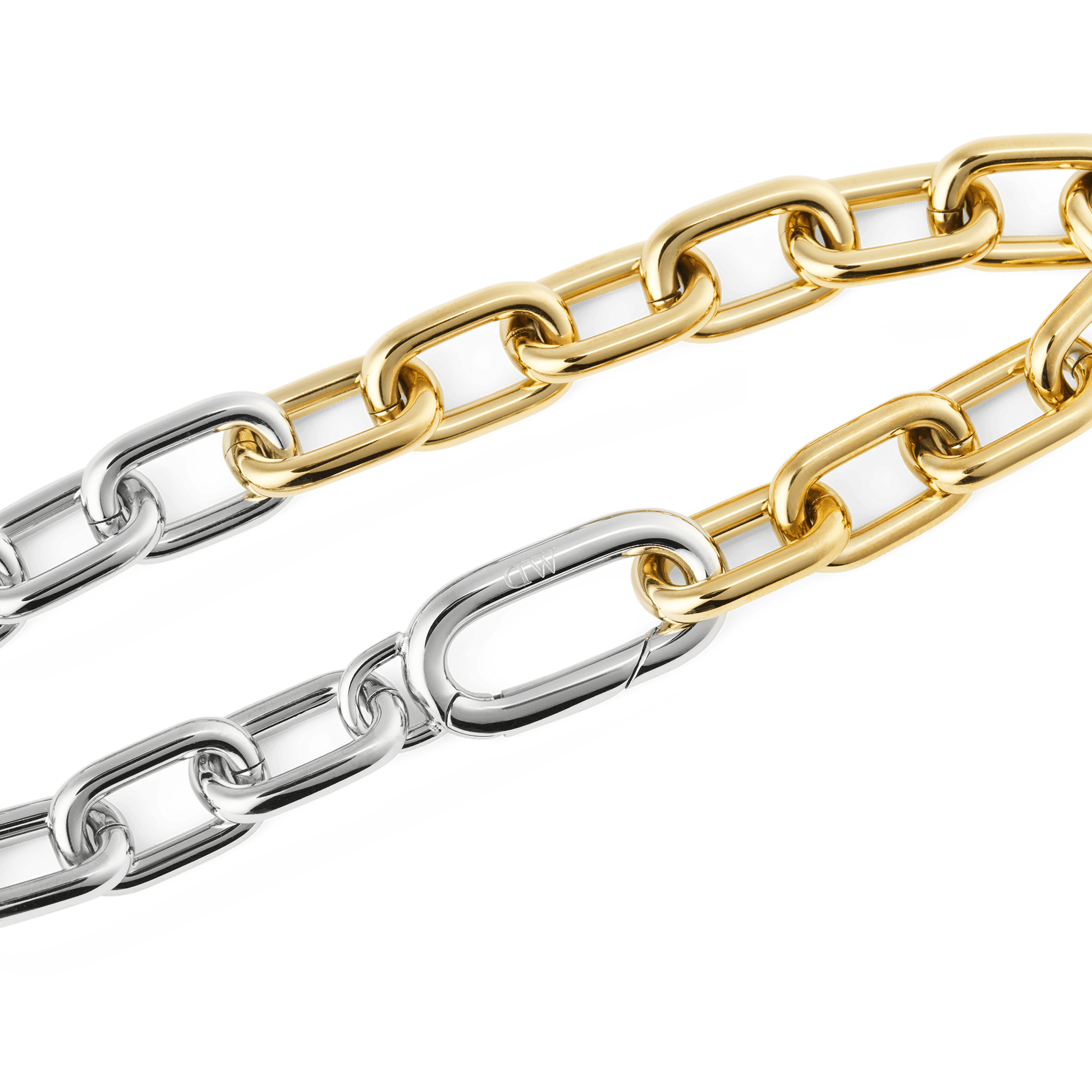 Contrast Link Bracelet Two Tone Gold